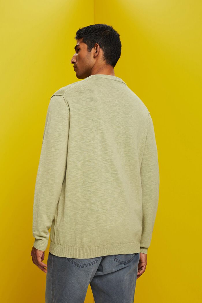 Cardigan mit V-Ausschnitt, Baumwoll-Leinenmix