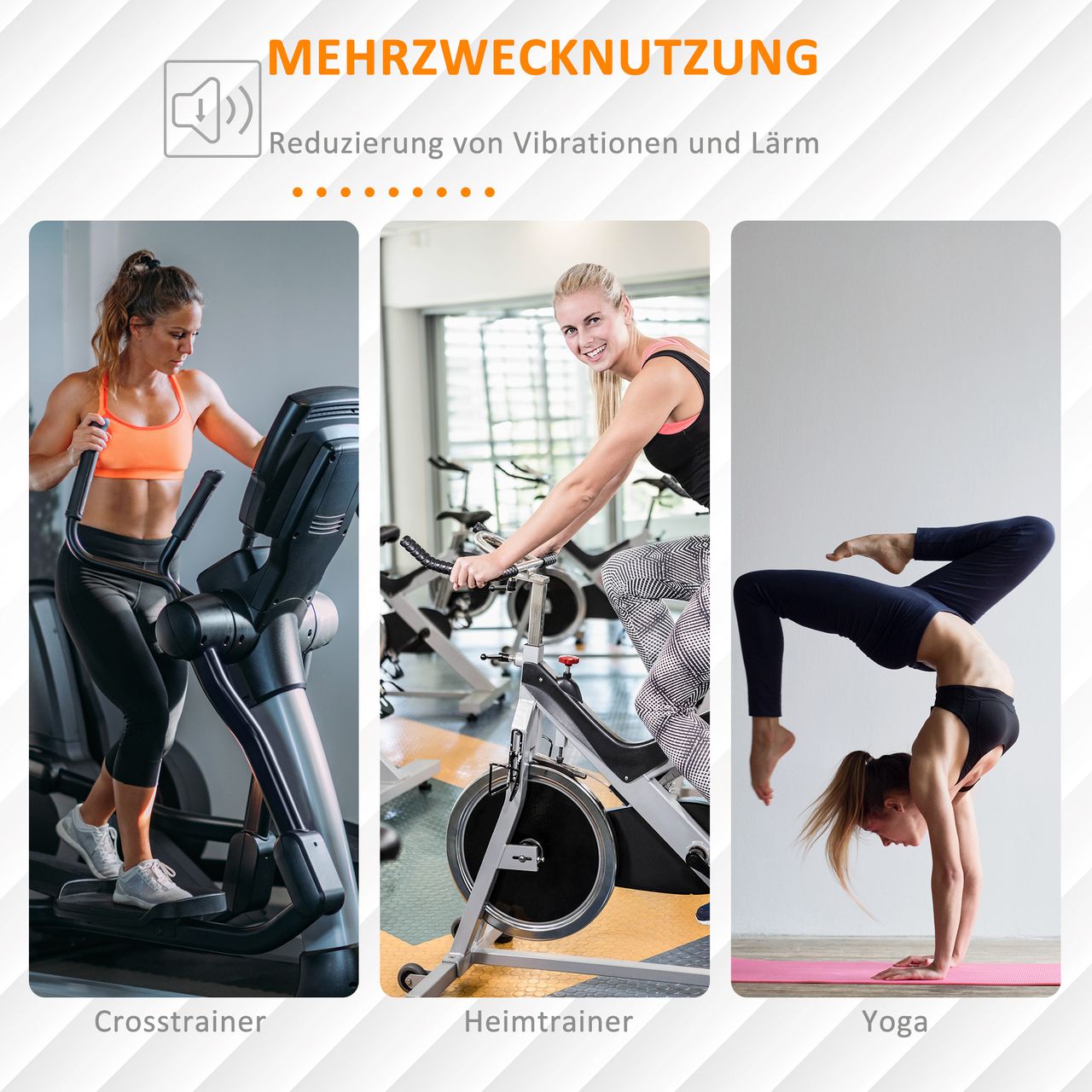 HOMCOM Bodenschutzmatte für Fitnessgeräte Sport Multifunktionsmatte Gymnastikmatten Yogamatten Anti-Rutsch Fitnessgerät für Heimtrainer Crosstrainer Laufband Schwarz 180 x 90 x 0,6 cm