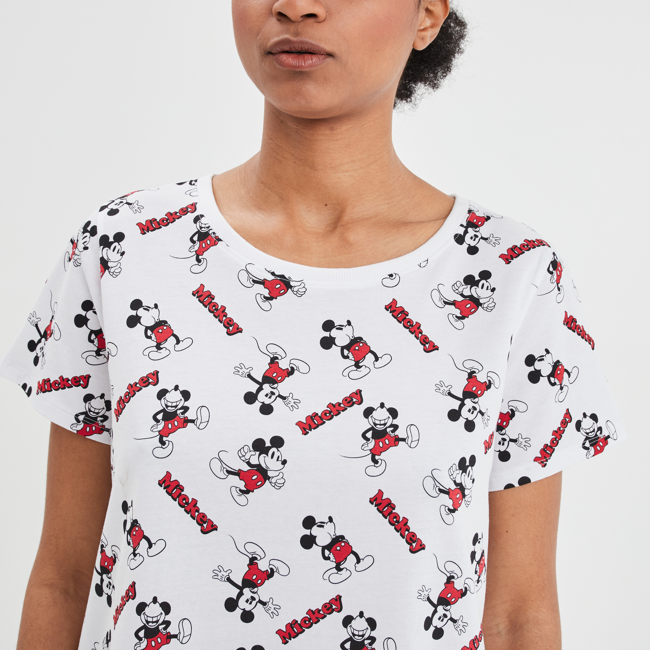 Ensemble pyjama short 2 pièces Mickey blanc femme | La Halle