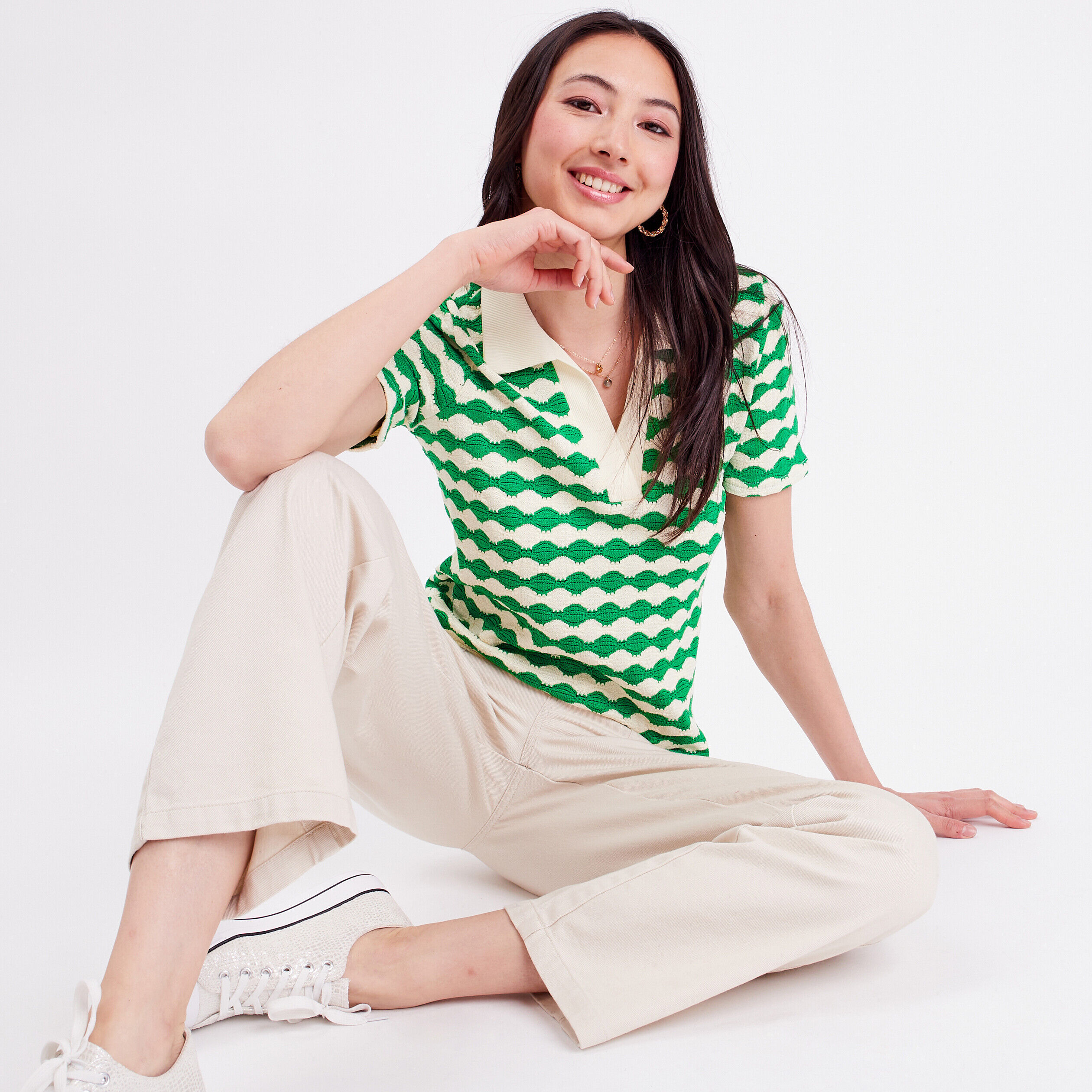 Polo manches courtes vert femme | Cache Cache