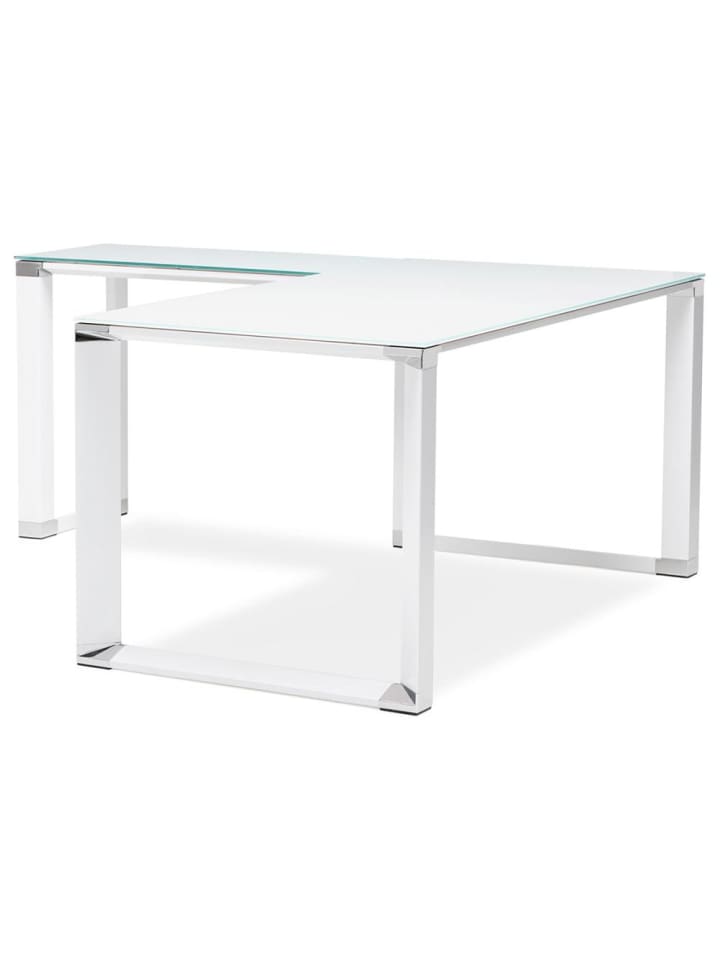 KADIMA DESIGN Eckschreibtisch Glas modern Winkelwahl, Bürotisch minimalistisch in Weiß günstig kaufen