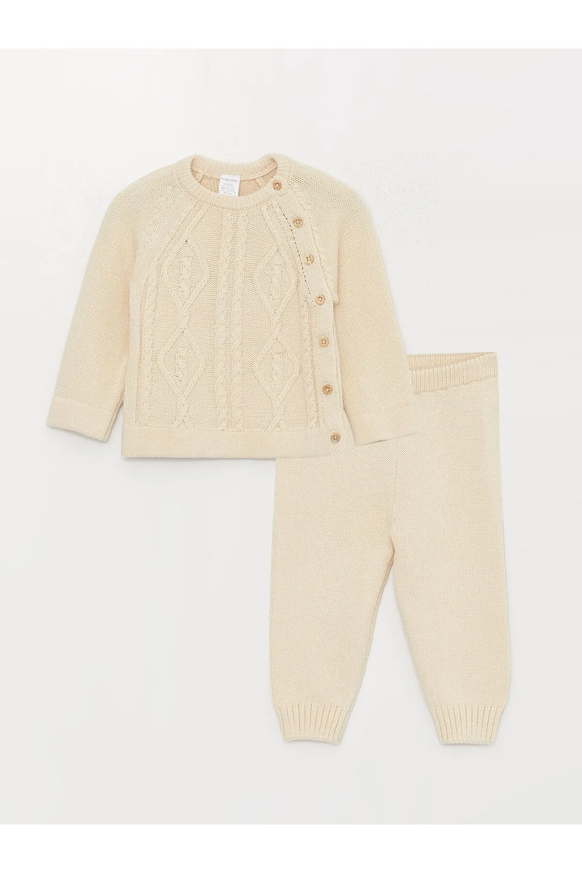 LC Waikiki  Rundhalsausschnitt, selbst gemusterte Langarm-Strickjacke und Hose für Babys