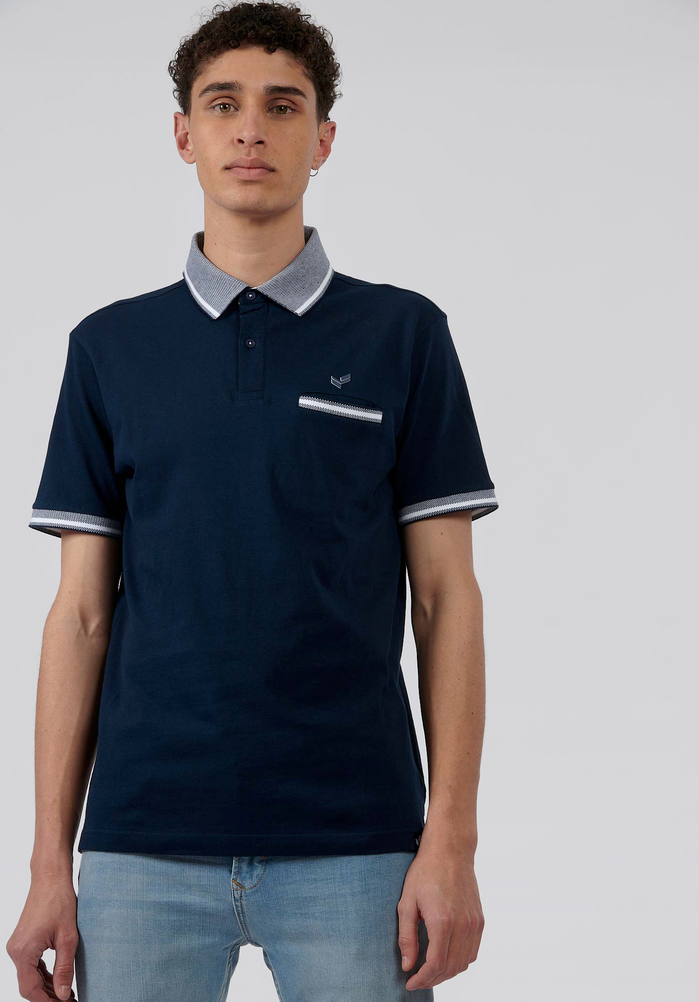 CHUN   Polo bleu Homme en 100% coton
