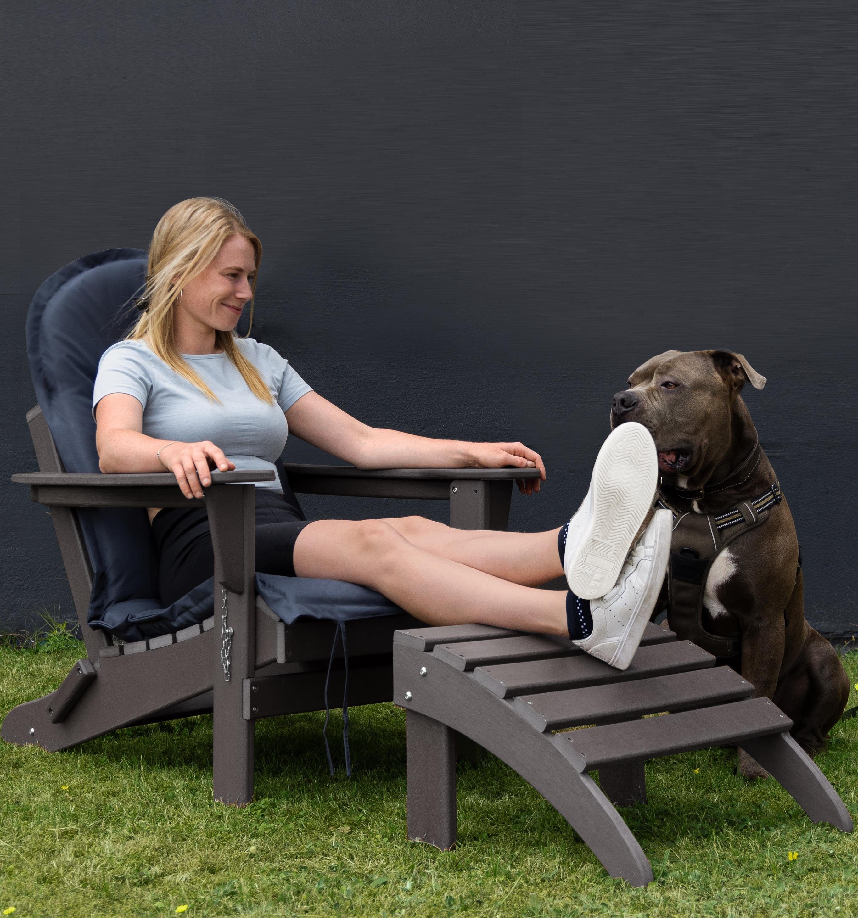 Aspero Gartenstuhl Gartenstuhl Adirondack mit Auflage, gemütlicher und stabiler Outdoor Stuhl