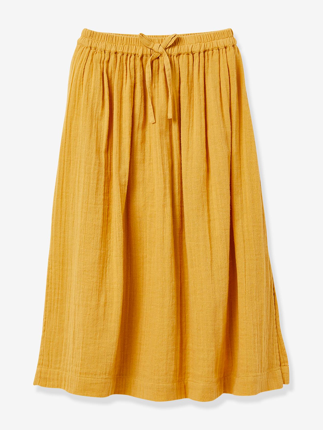 Jupe longue fille CYRILLUS en coton double gaze jaune
