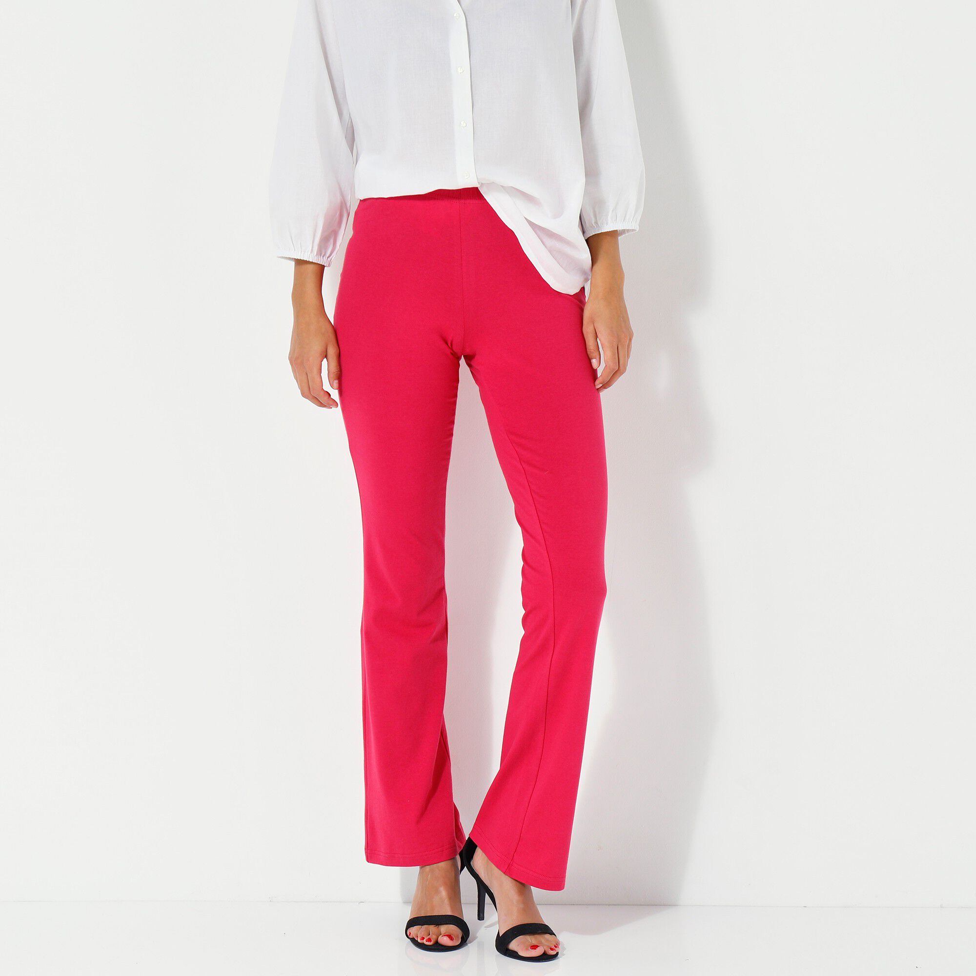 Legging bootcut uni, taille élastiquée