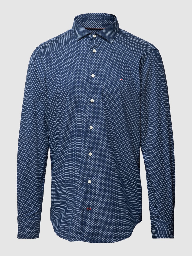 Slim Fit Business-Hemd mit Kentkragen in marineblau