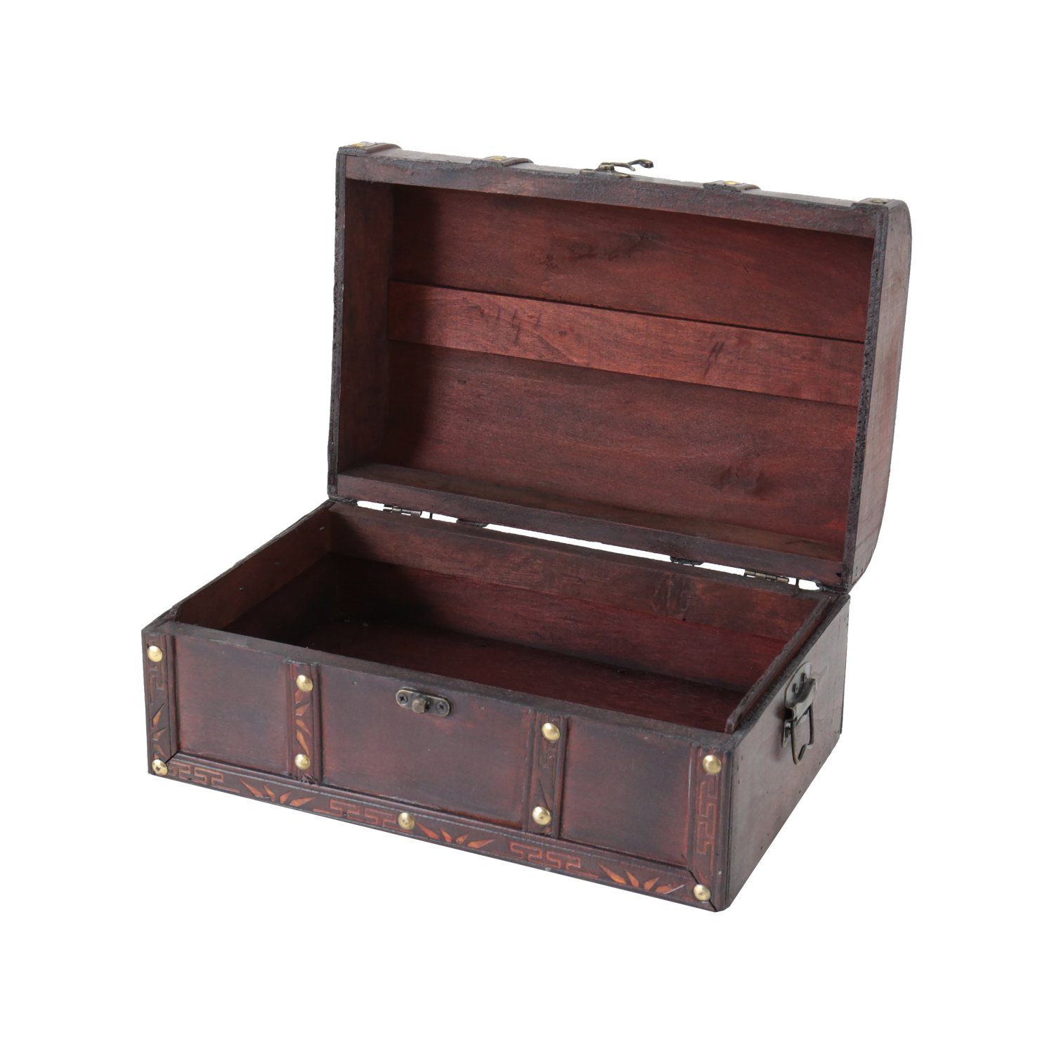HMF Schatzkiste Handgefertigte Holztruhe Portugal (1 St), Dekorative Aufbewahrungsbox mit Schloss, 30x20x15cm