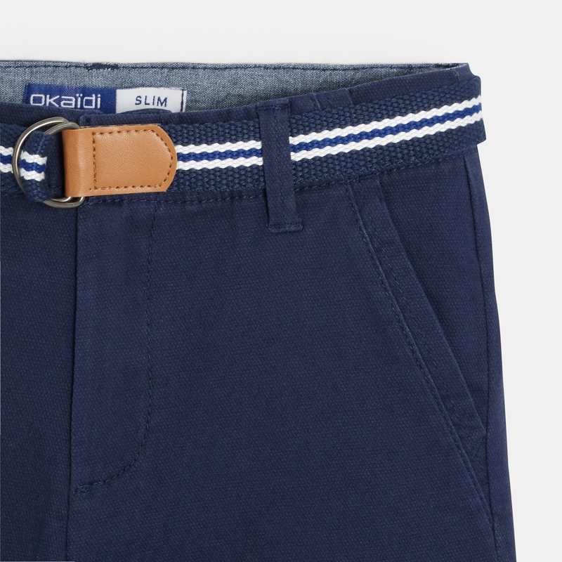 Bermuda en toile + ceinture bleu garçon