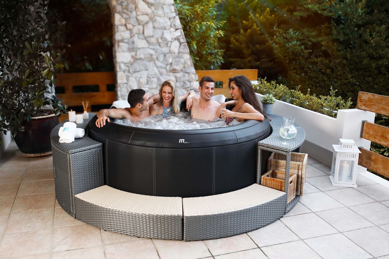 PureHaven MSpa PureHaven aufblasbarer Whirlpool 204x204x70 cm für 6 Personen selbstreinigend inkl. Filterkatuschen und Abdeckung Leergewicht 39 kg