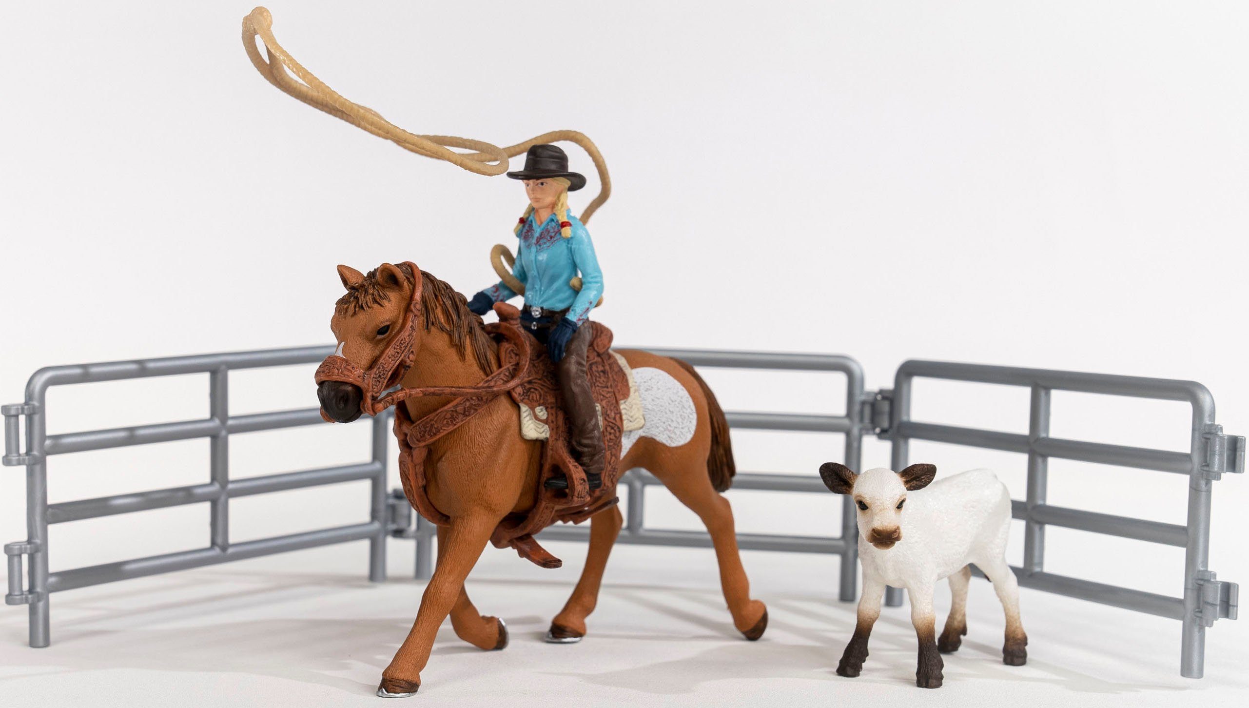 Schleich® Spielfigur FARM WORLD, Team Roping mit Cowgirl (42577)