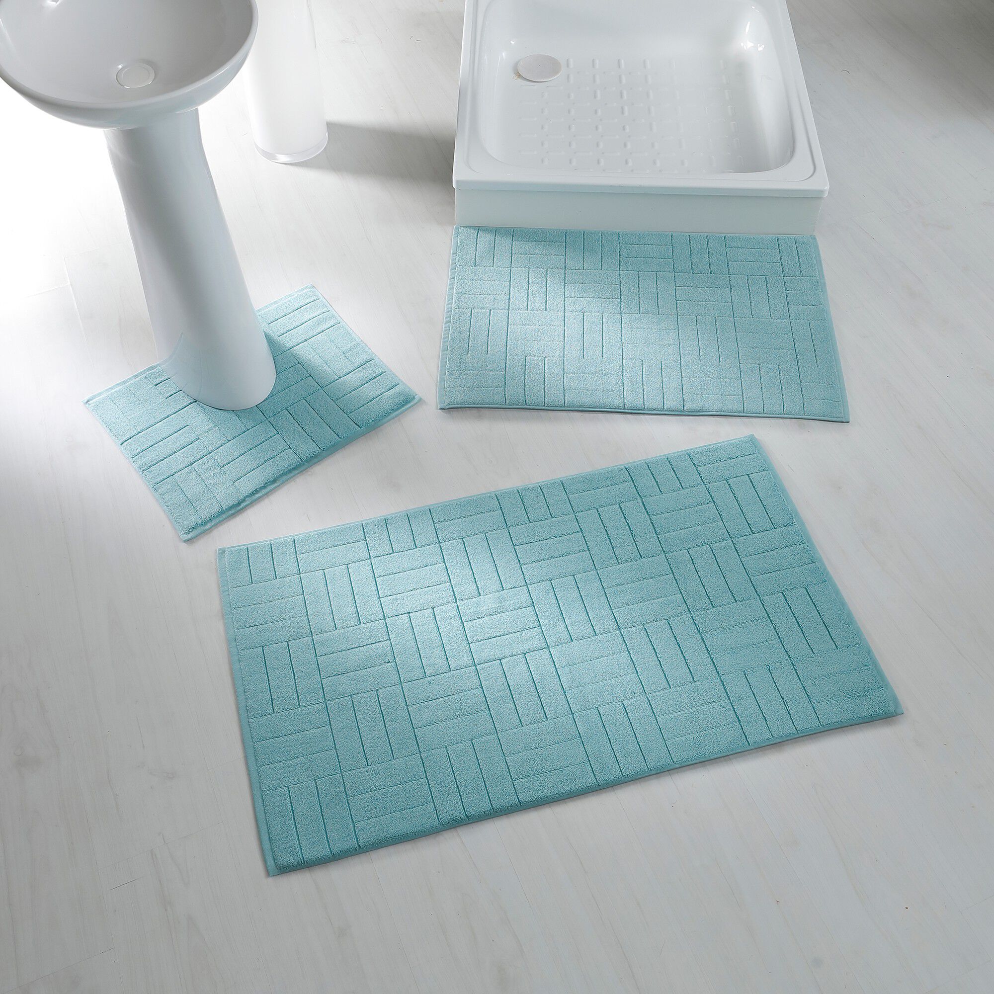 Tapis de bain éponge motif parquet