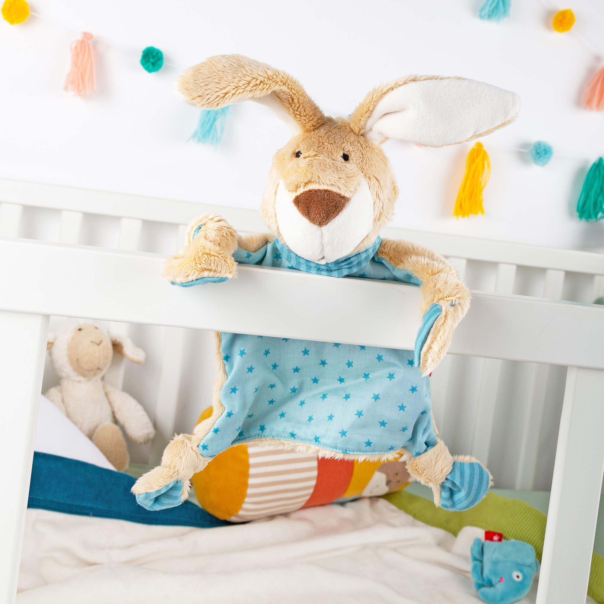 Namensschnuffeltuch Hase türkis