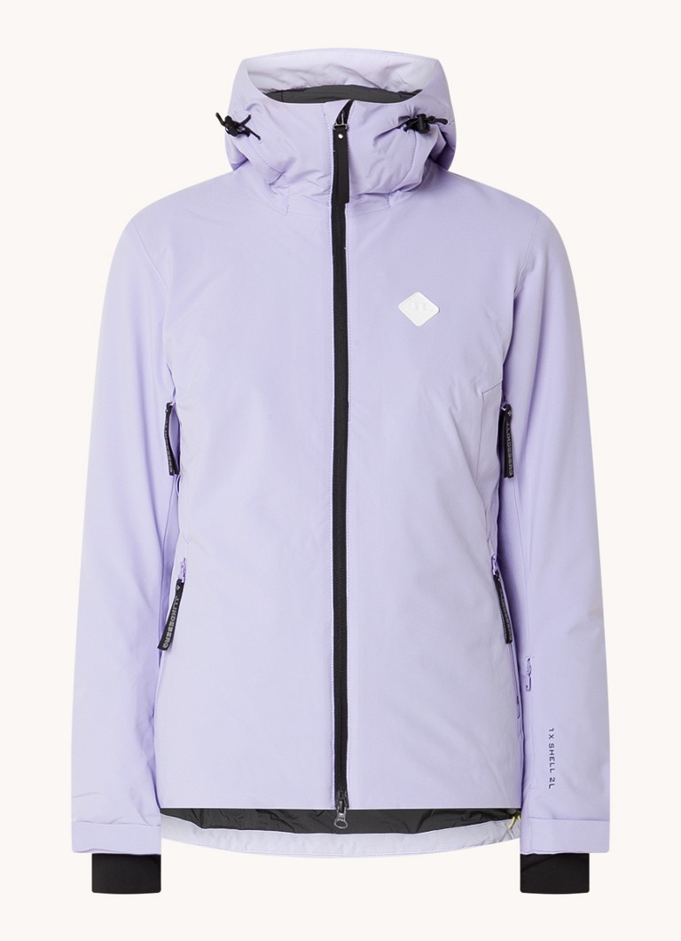 Jachetă de schi softshell J.Lindeberg Starling cu buzunare cu fermoar și logo.
