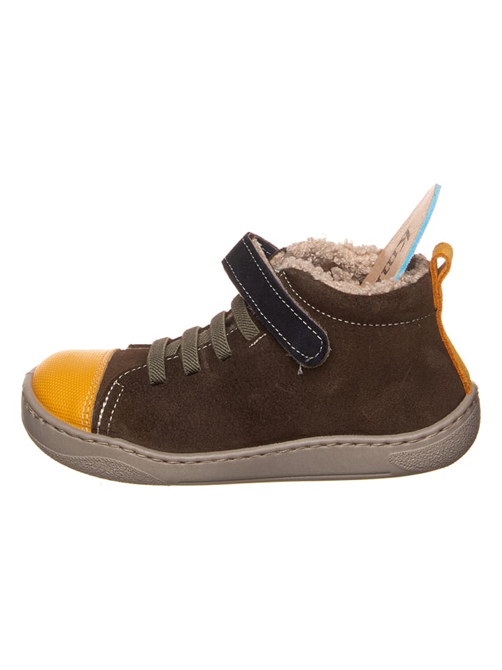 kmins Leder-Barfuß-Schnürschuh in Braun/ Gelb günstig kaufen