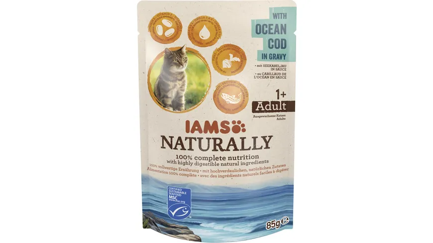 IAMS Naturally Katze Adult Kabeljau 85 g