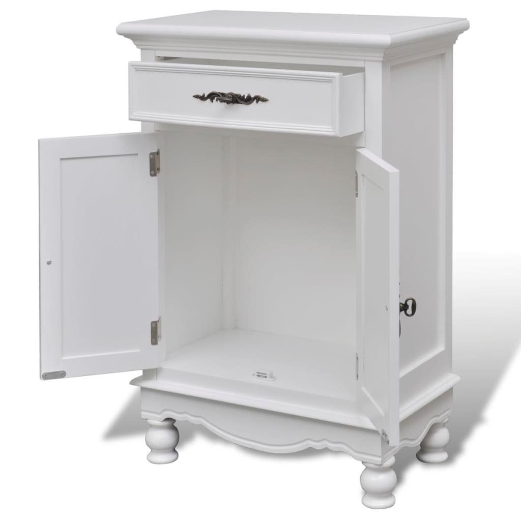 vidaXL Sideboard Holzschränkchen mit 2 Türen 1 Schublade Weiß (1 St)
