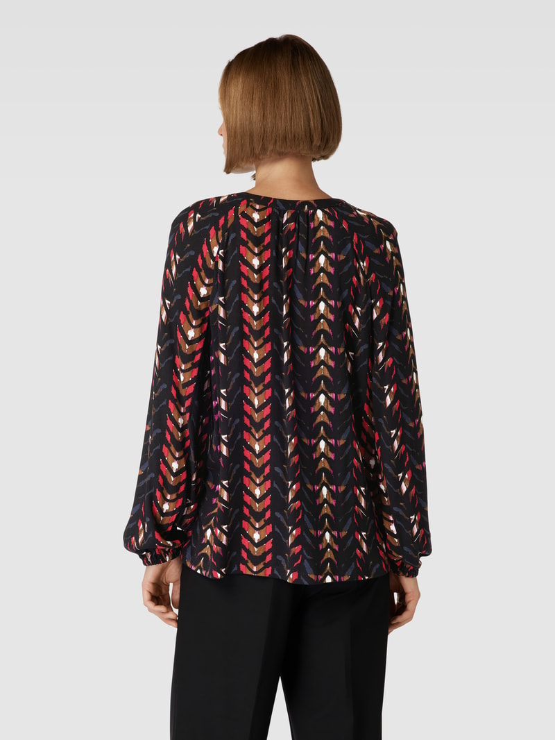 Bluse aus Viskose mit Allover-Muster in schwarz