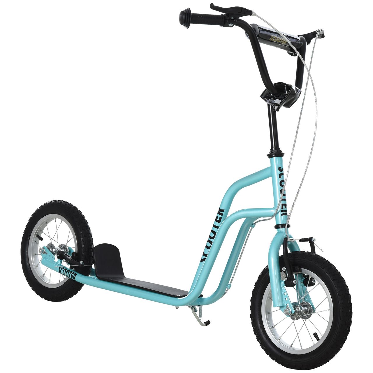 HOMCOM Kinderroller Lenker Verstellbar Scooter Tretroller Cityroller Kinder Roller Kickboard mit Luftreifen 12 Zoll ab 5 Jahre Blau 120 x 58 x 75-80 cm