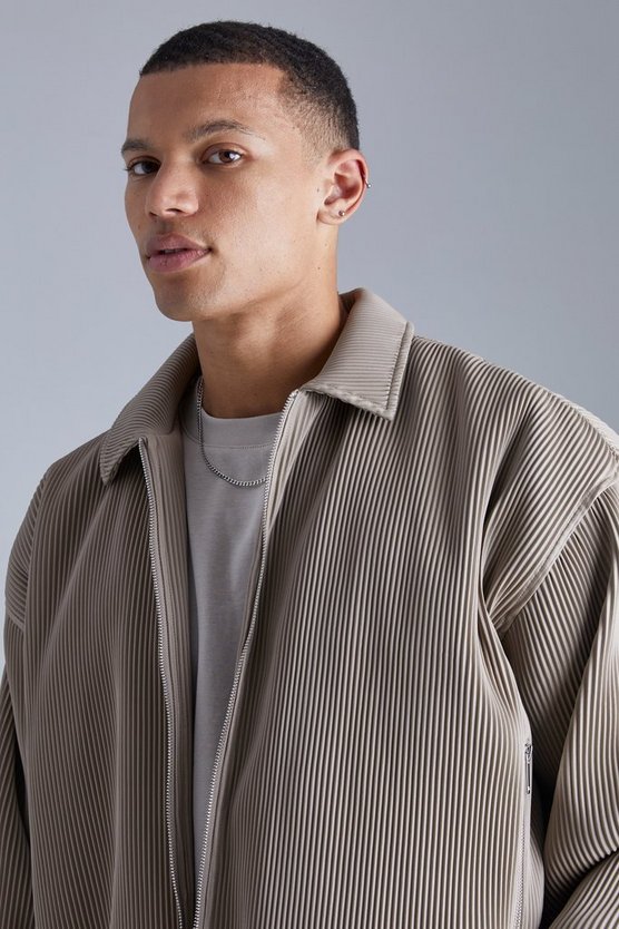 Tall kastige Harrington-Jacke aus Kunstleder