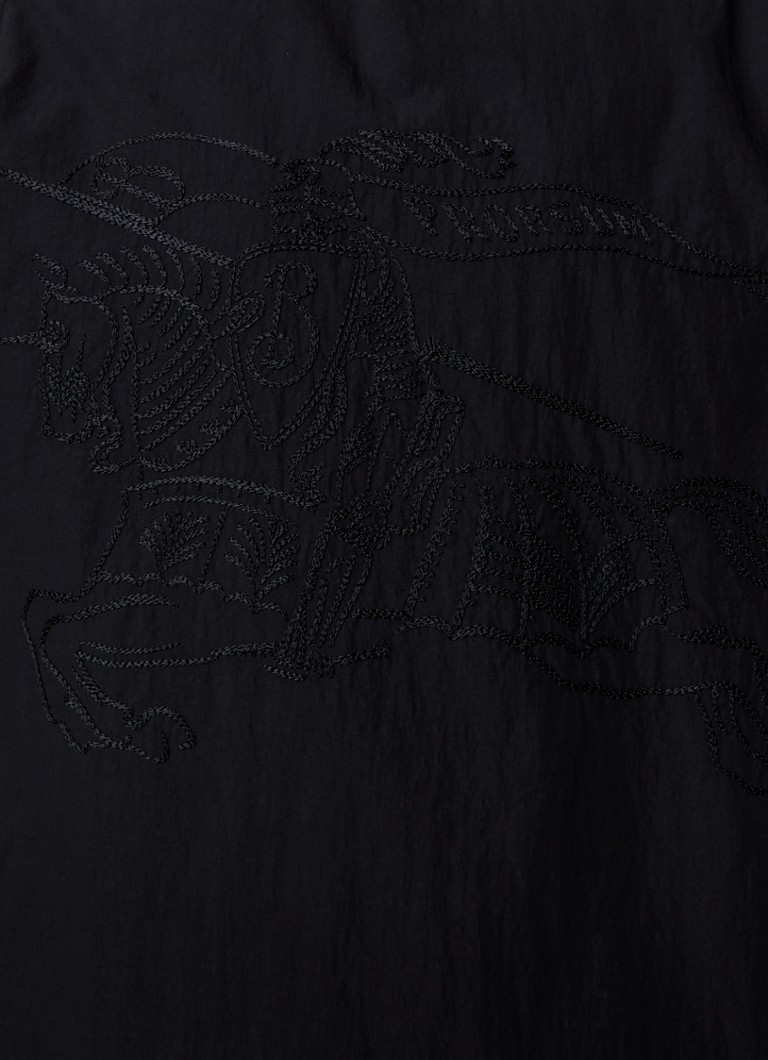 Burberry jacket with stowable hood and logo embroidery