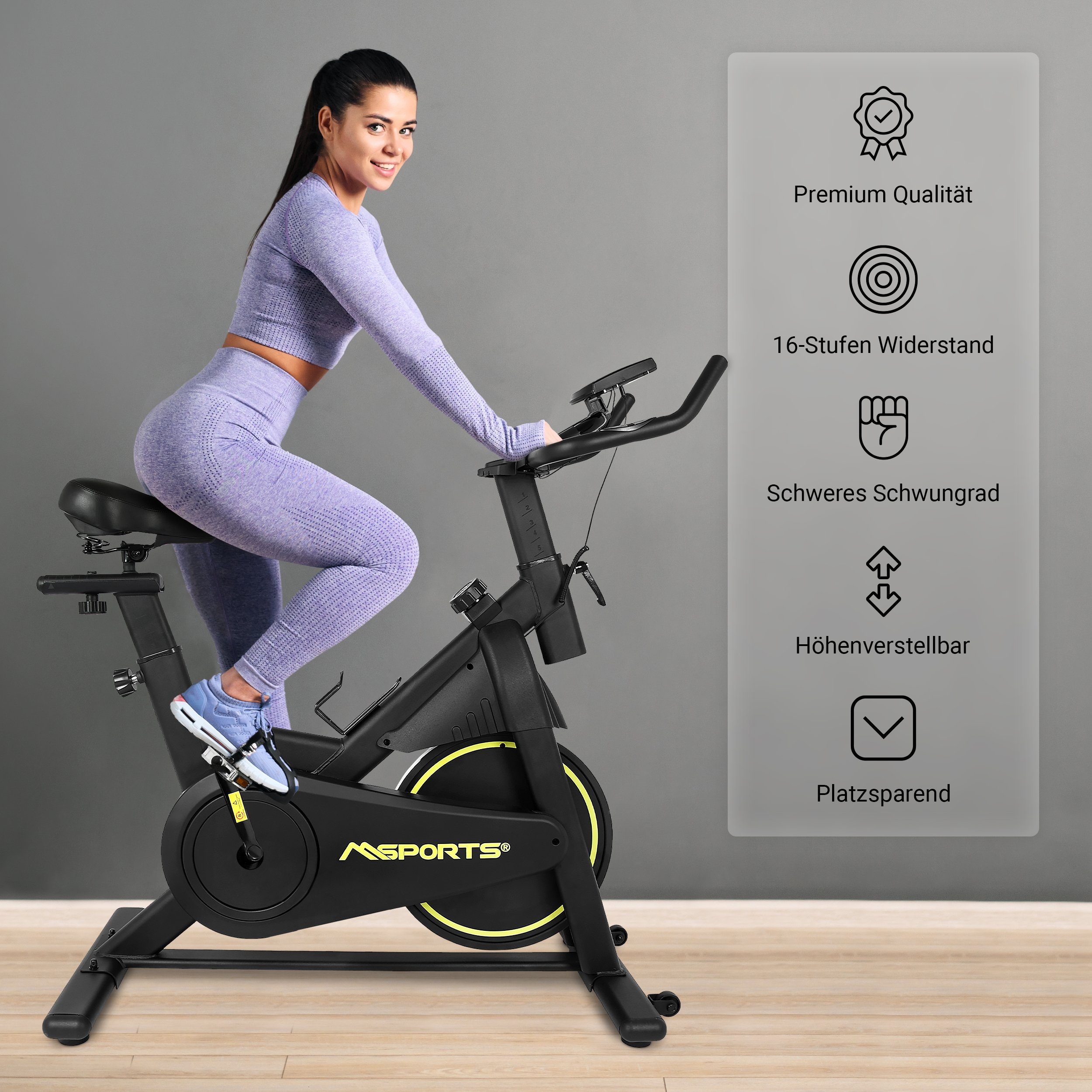 MSports® Speedbike Indoor Cycling Bike Black Series, Magnetischer Widerstand