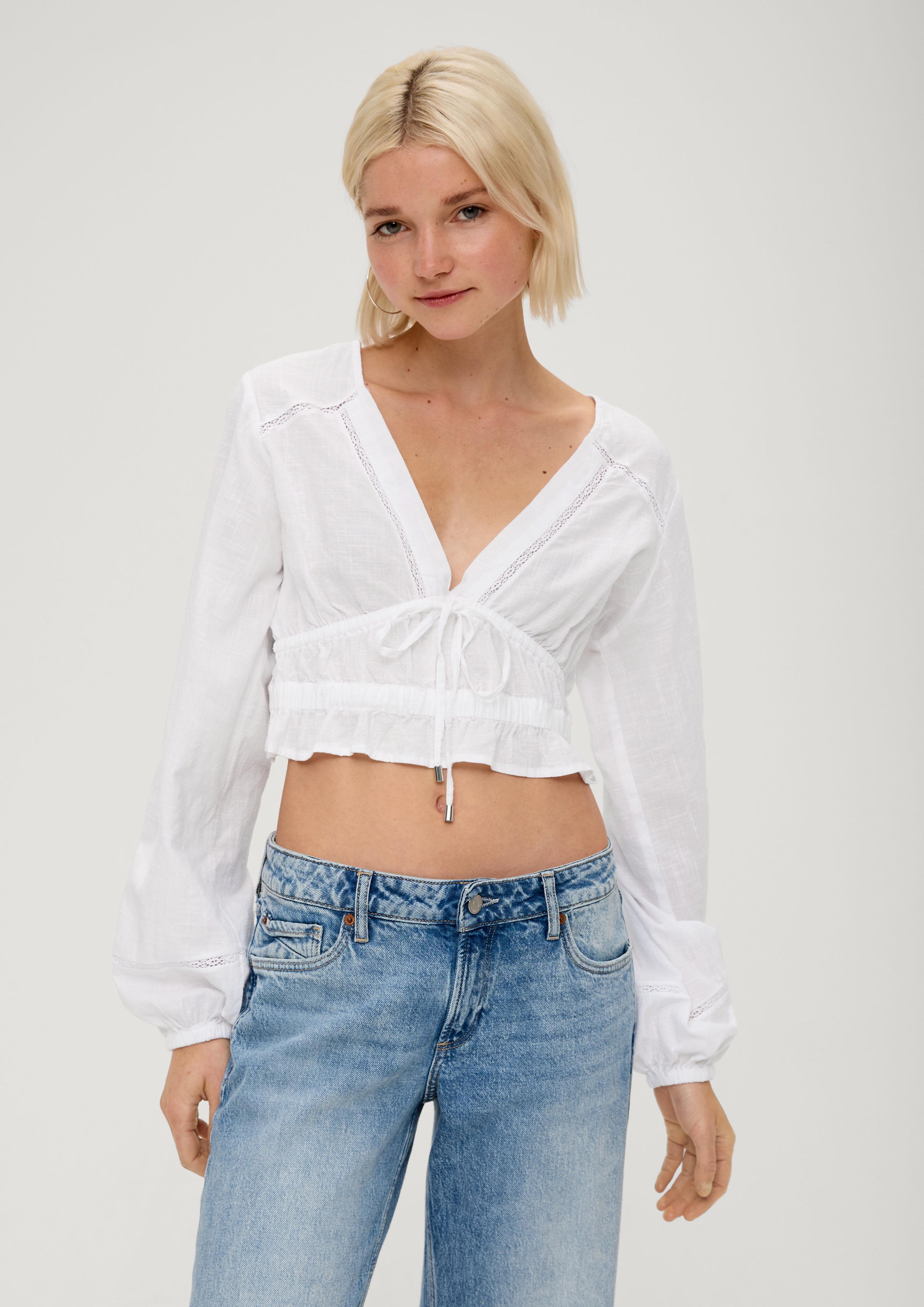 Dobby-Bluse mit Schleifen-Detail  2130819-0100