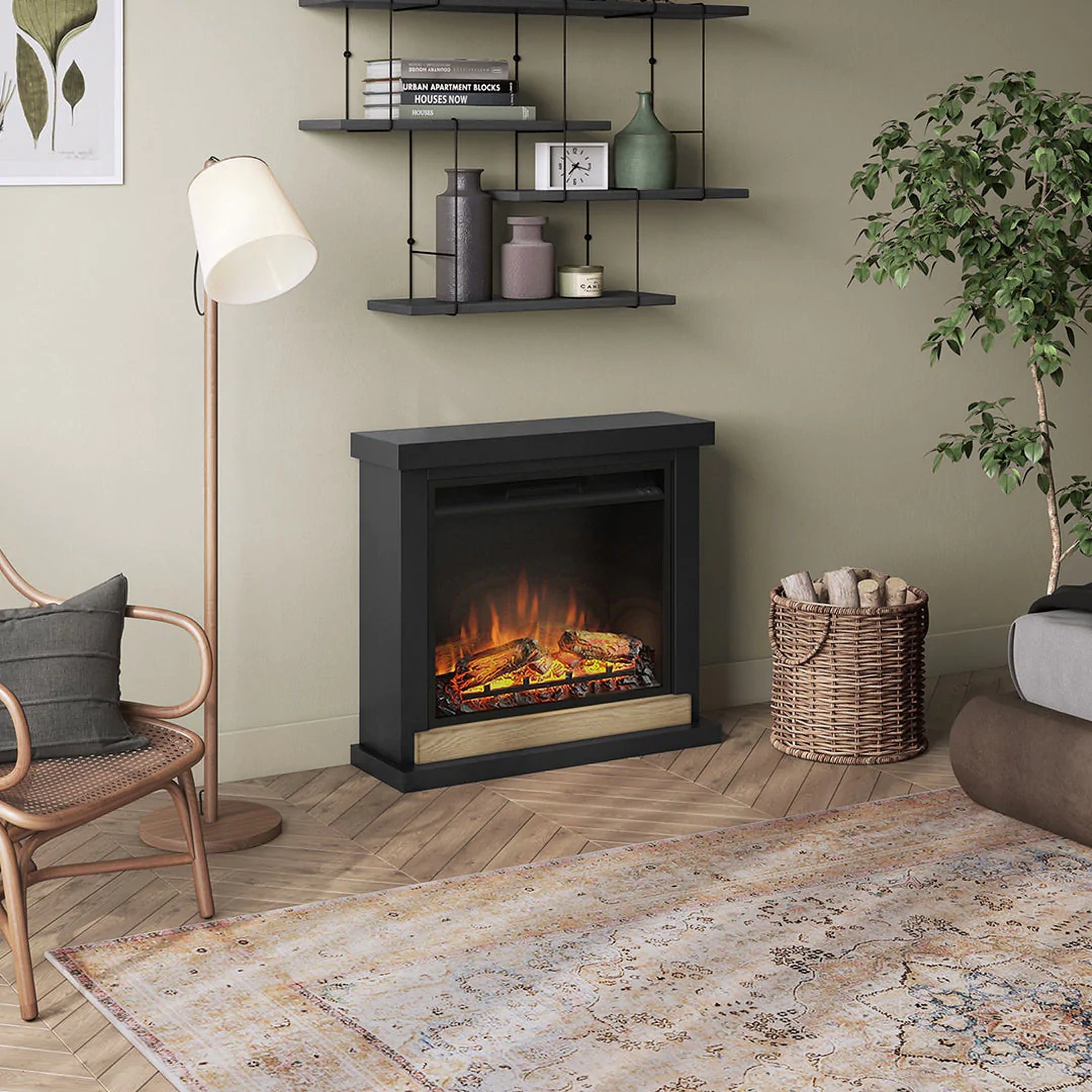 TAGU Elektrokamin TAGU Hagen Elektrokamin schwarz mit 23 Zoll Powerflame