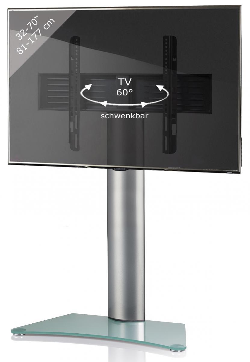 VCM my media TV-Standfuß Zental Silber/Mattglas