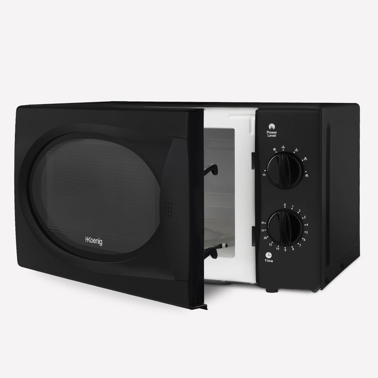 H. Koenig H.Koenig VIO6B Kompakte Mikrowelle, 20 l, Schwarz, leistungsstark 700 W, Drehteller 24,5 cm, Multifunktional, 5 Heizstufen und Auftaufunktion, Timer bis 30 Minuten, schnell, Arbeitsplatte