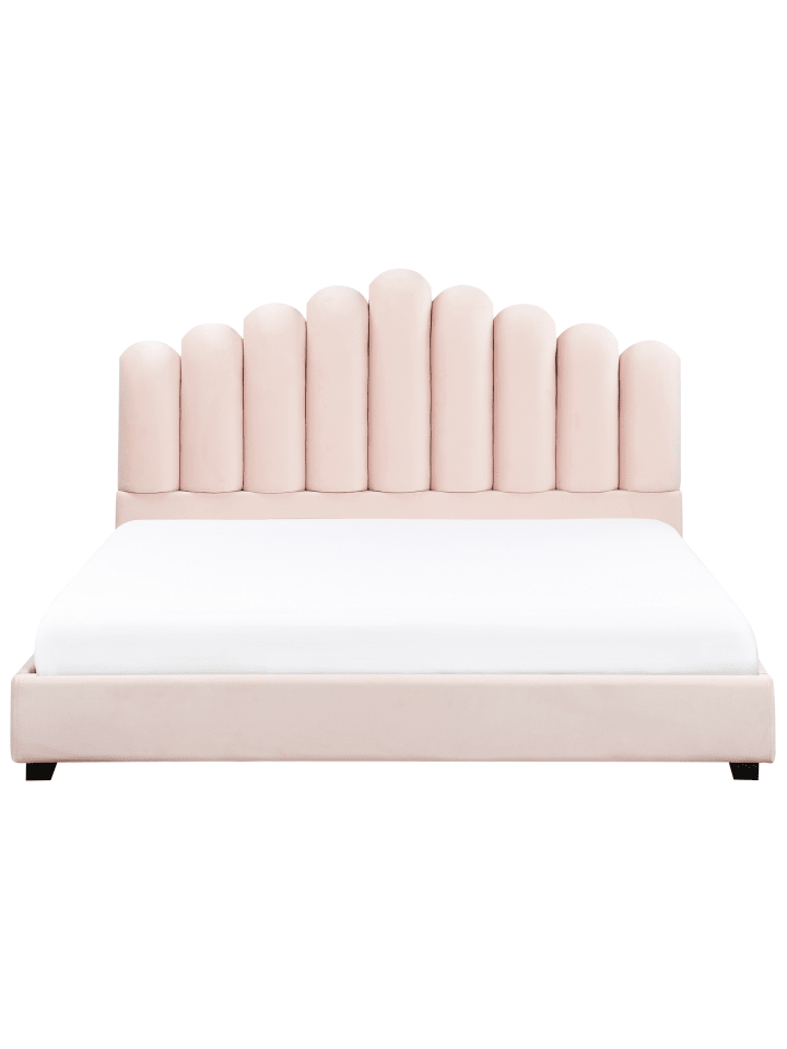 Beliani Doppelbett VINCENNES in Rosa/Schwarz - (W) 185 x (H) 124 x (L) 213 cm günstig kaufen onesize