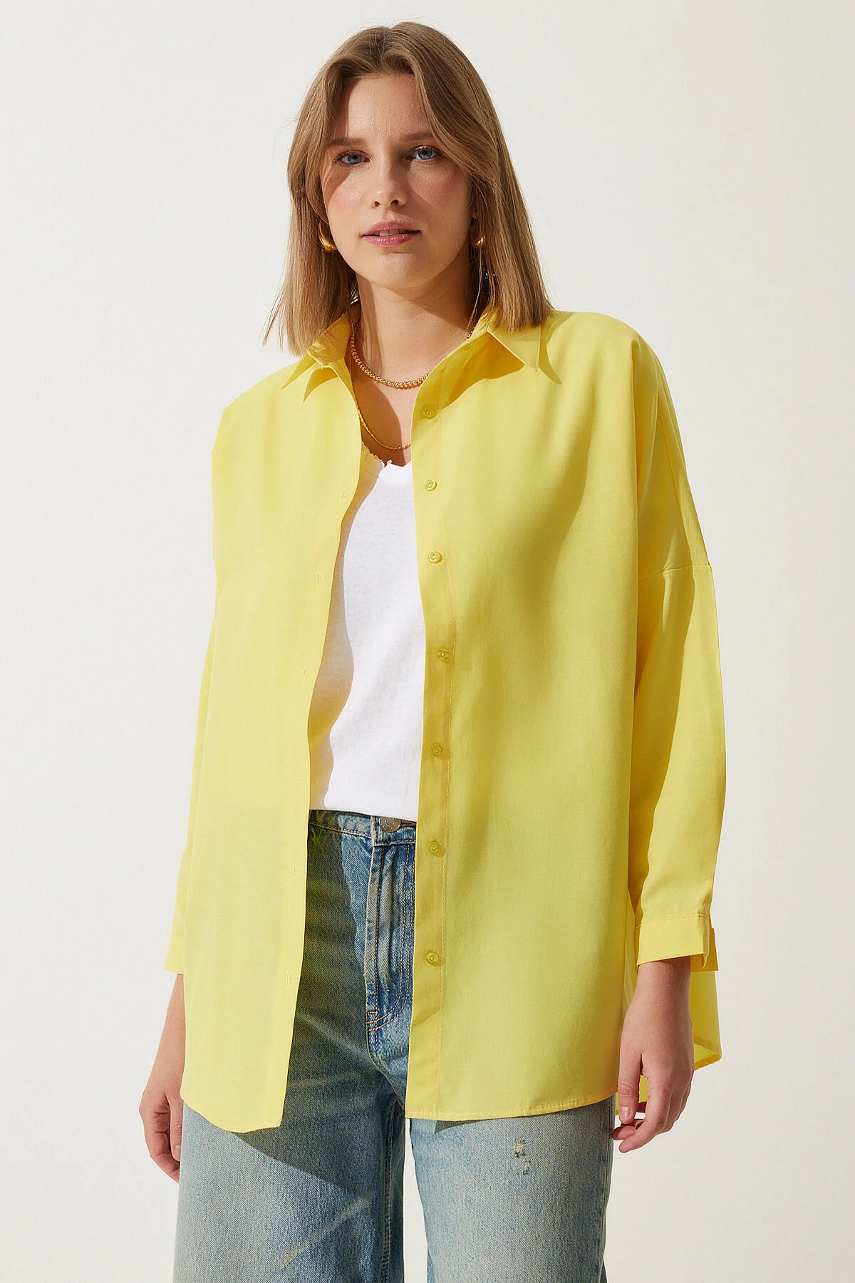 Happiness İstanbul  Hemd - Gelb - Oversized