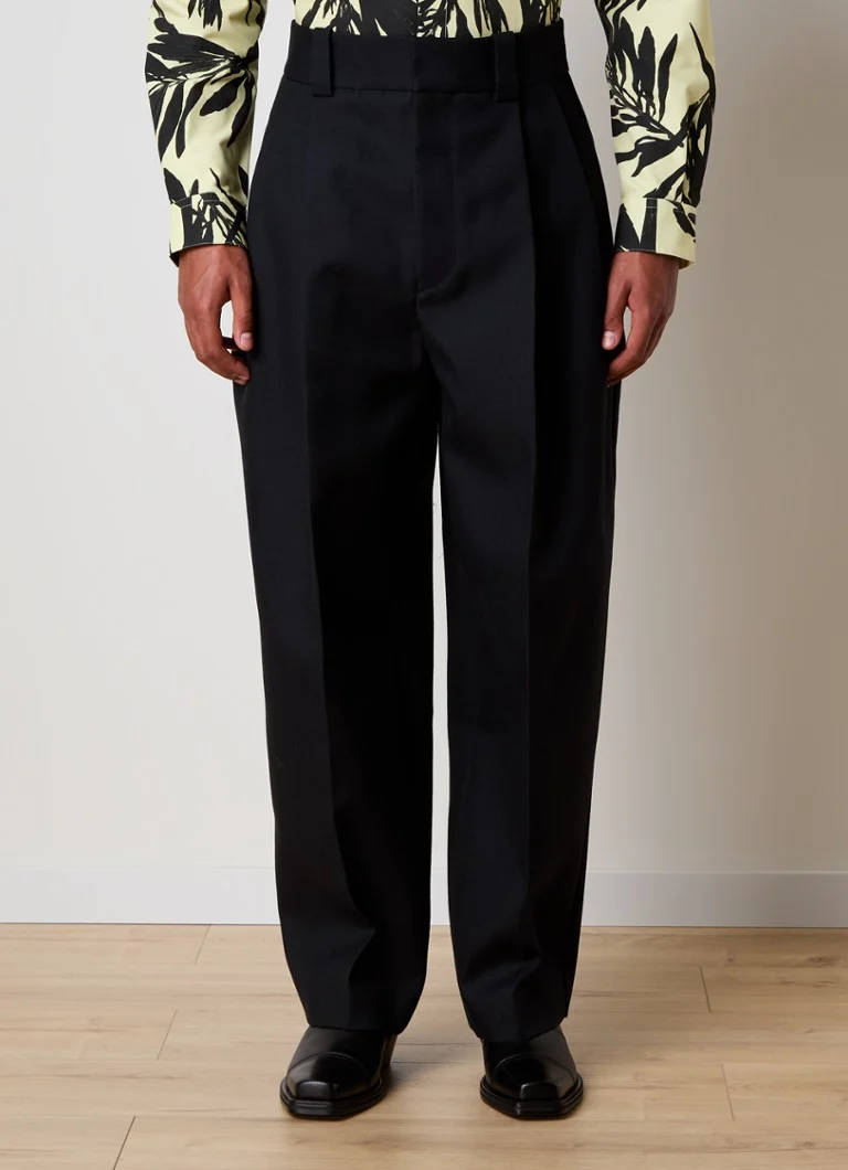Pantaloni in lana a gamba larga Jacquemus con tasche laterali