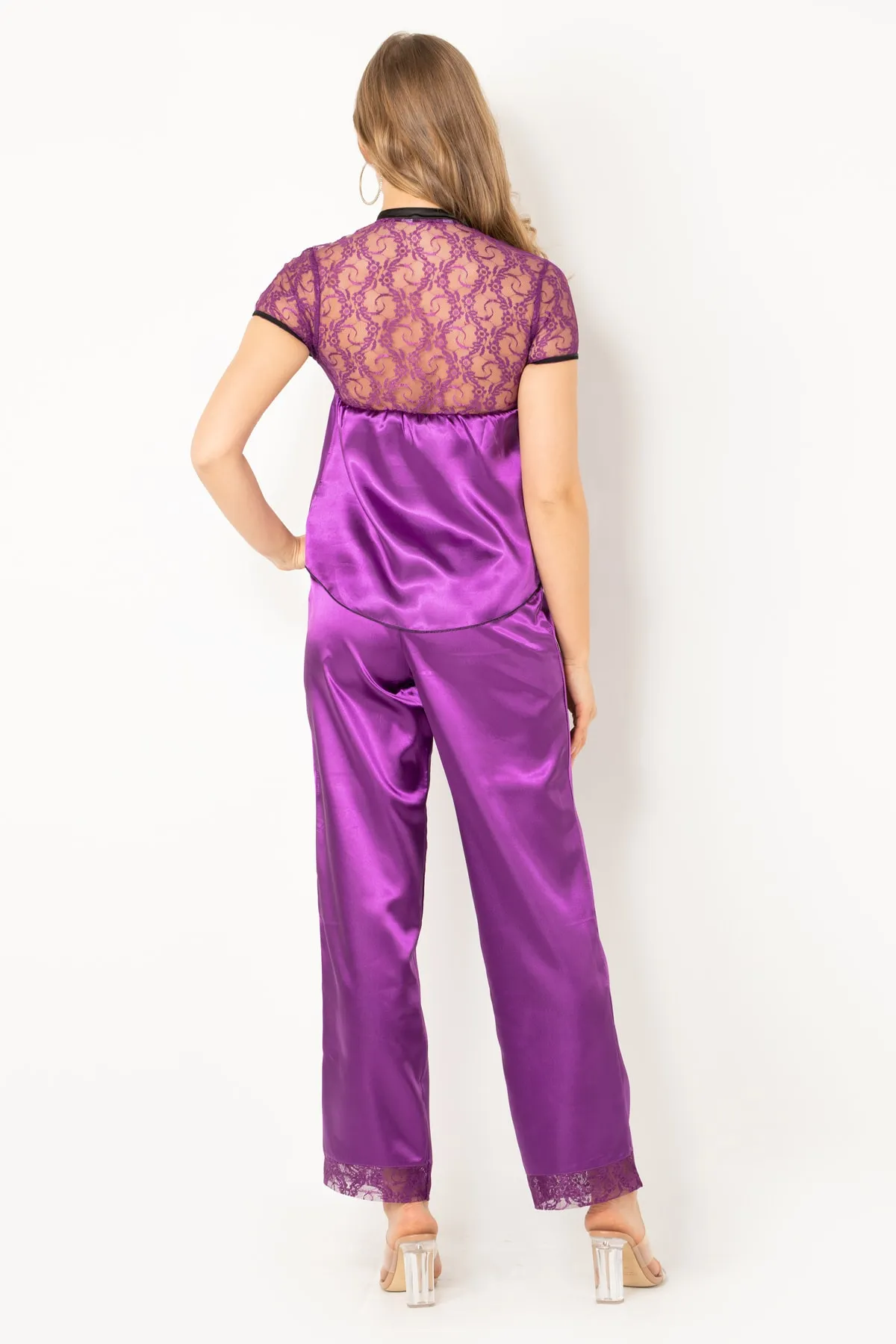 Miorre  Damen-Pyjama-Set aus Satin mit kurzen Ärmeln