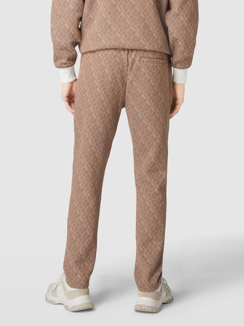 Sweatpants mit Allover-Muster Modell 'CARLTON' in haselnuss braun