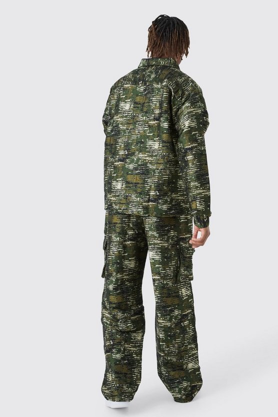 Tall strukturiertes Camouflage Overshirt