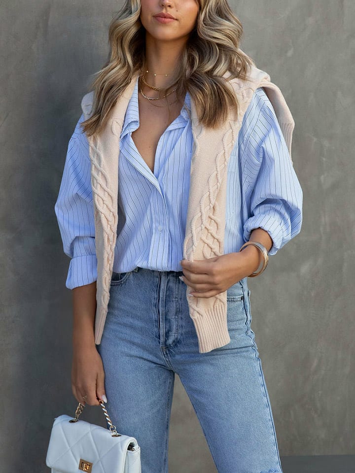 Milan Kiss Bluse in Hellblau/ Grün günstig kaufen