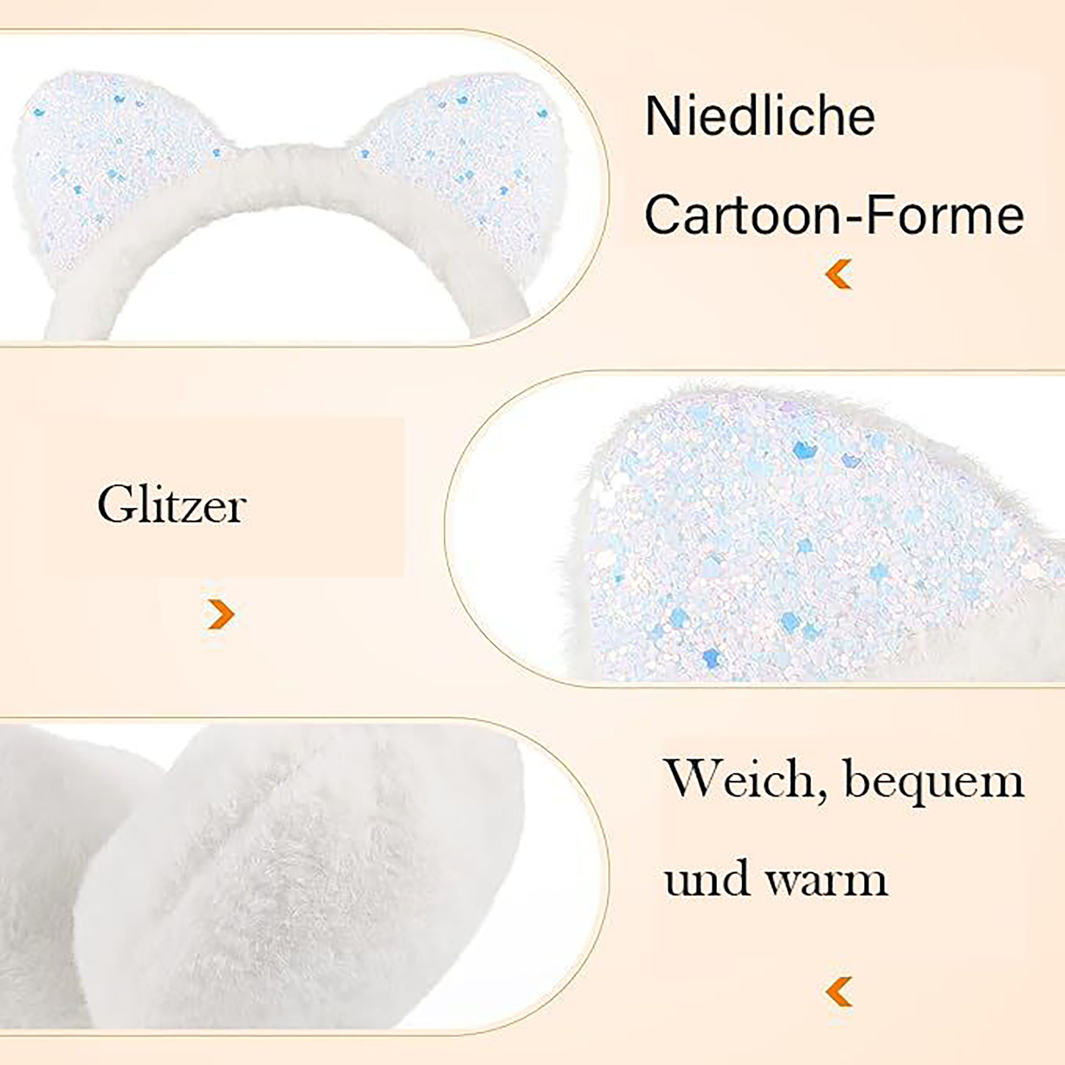 YYV Ohrenwärmer Süße Katzenohren-Ohrenschützer, weicher Ohrenwärmer (Winter-Plüsch-Ohrenschützer, Kopfbedeckung, Mädchen und Damen, warme Winter-Accessoires (weiß), 1-St)