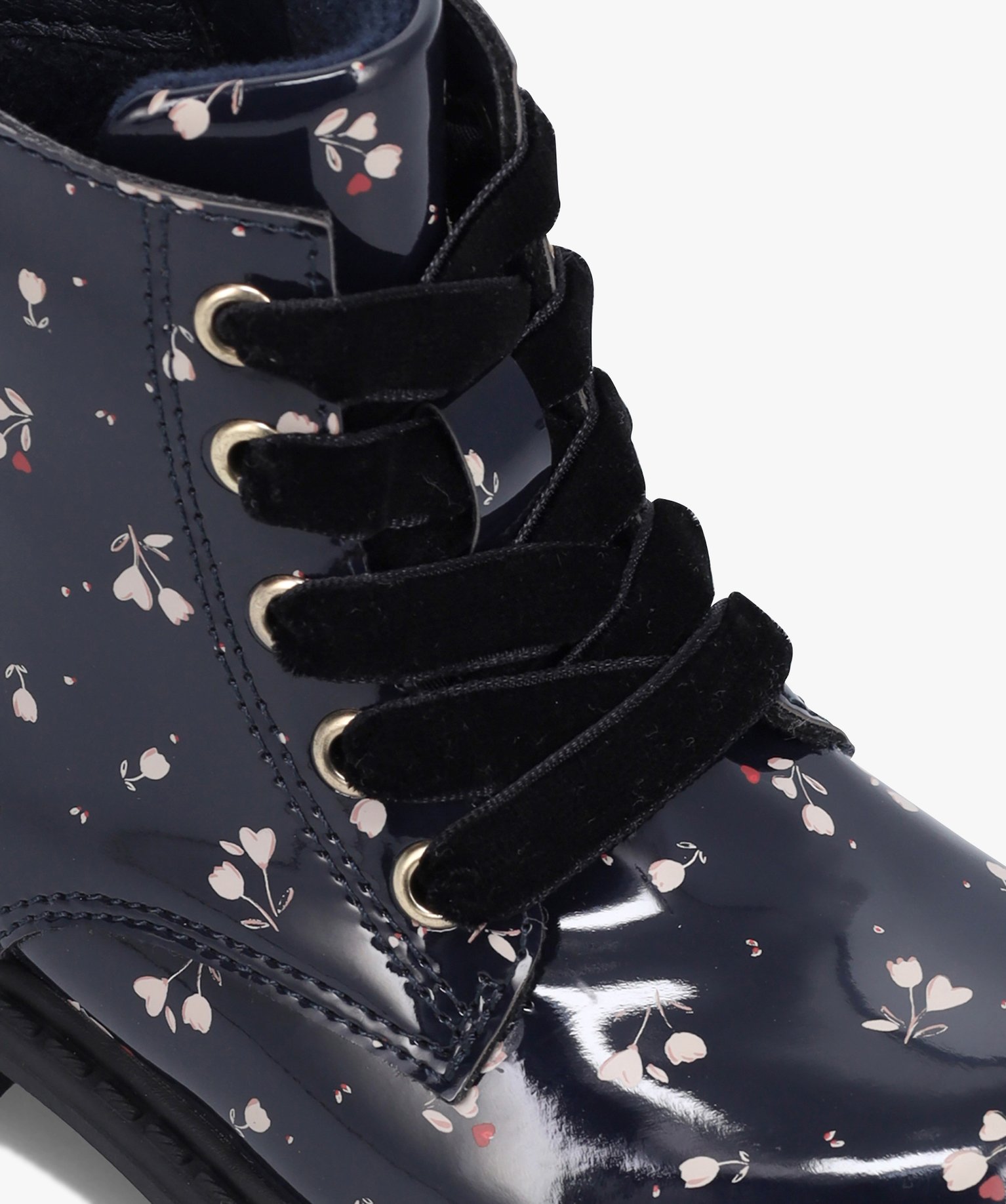 Bottines bébé fille vernies à lacets et semelle crantée marine | GEMO
