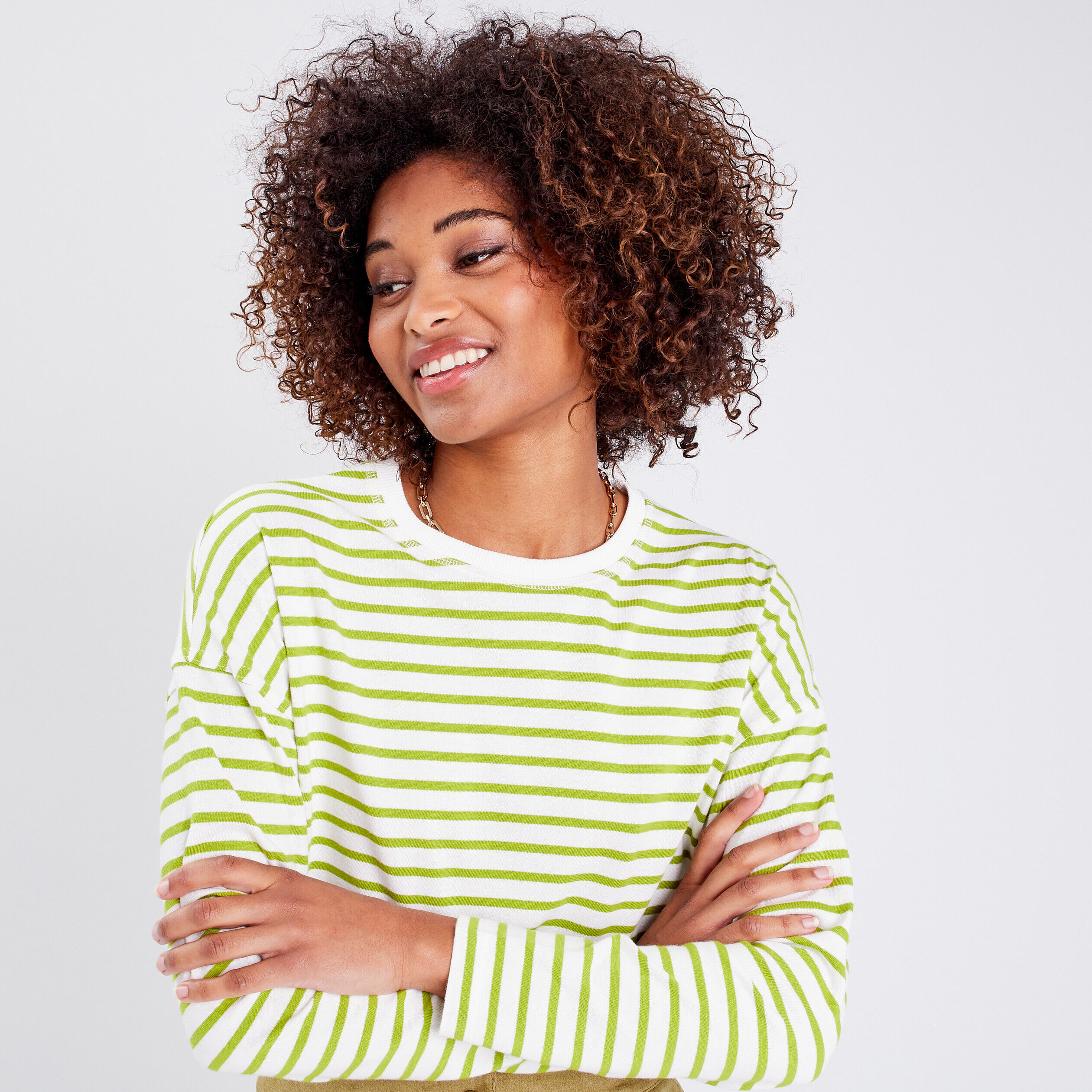 T-shirt manches longues vert anis femme | Cache Cache