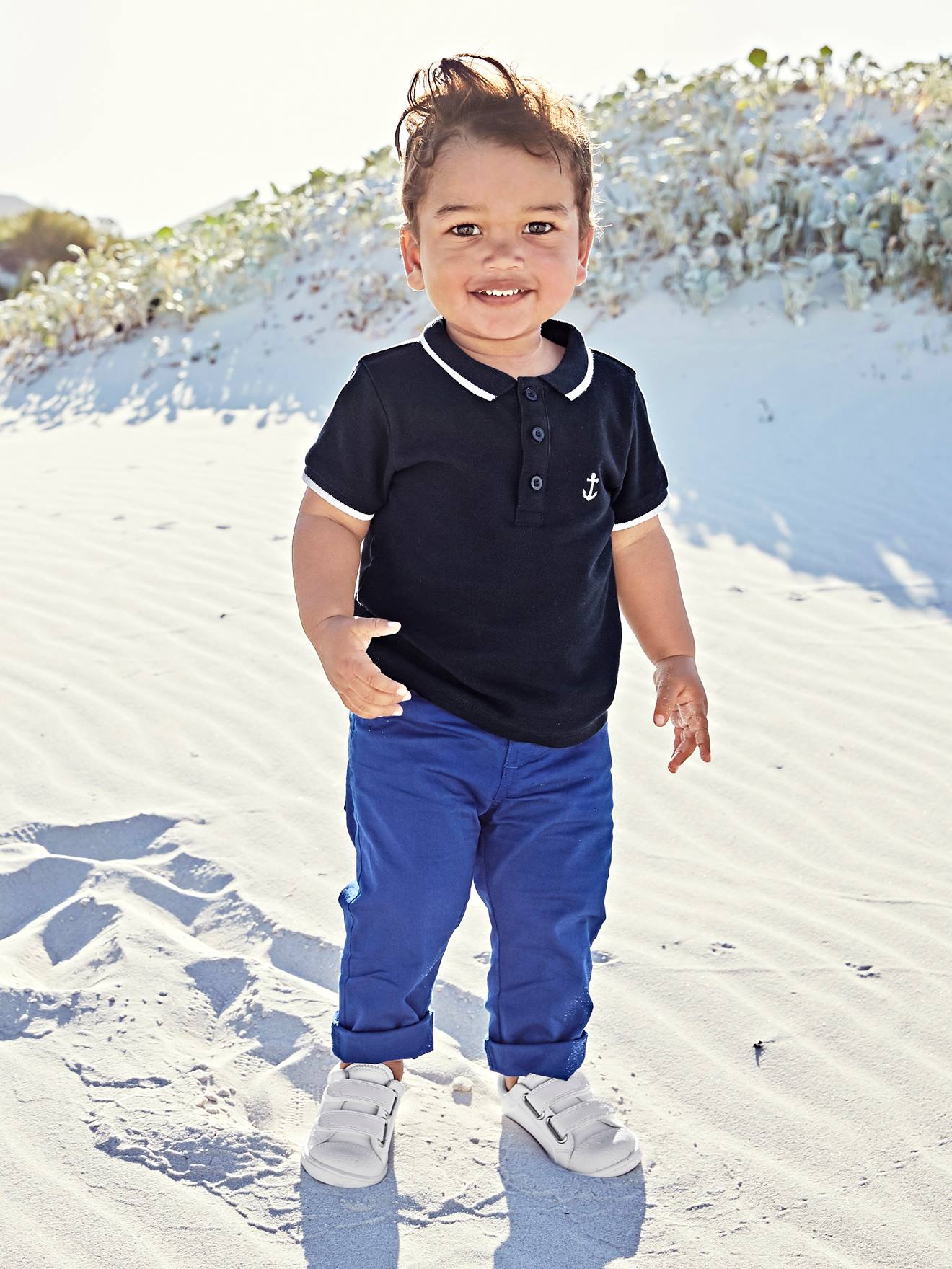 Polo bébé garçon brodé poitrine personnalisable marine