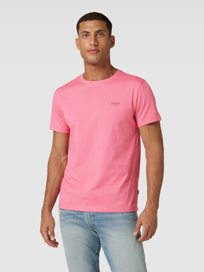 T-Shirt mit Label-Print Modell 'Alphis' in pink