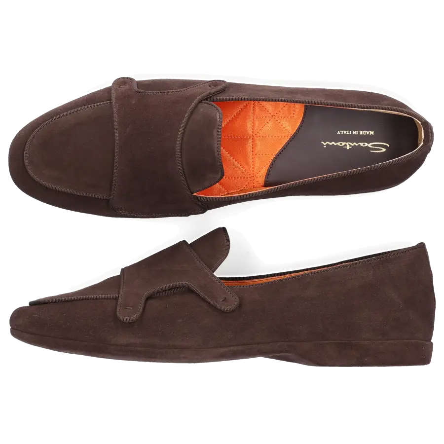 Santoni - Hausschuhe A1907 Veloursleder braun - braun