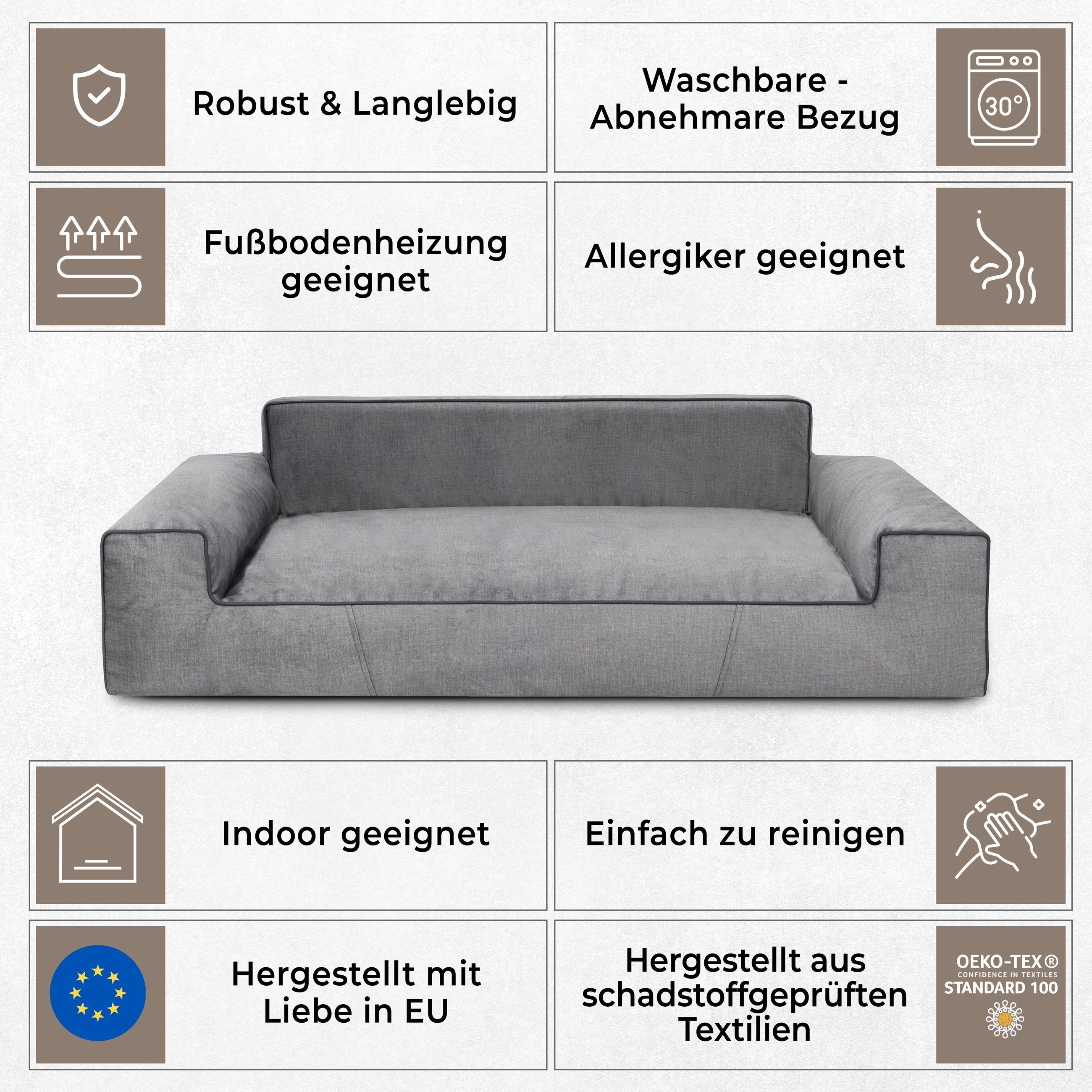 Bjird Tierbett Hundebett Luna Inari, Bezug abnehbar und waschbar, Hundesofa für kleie und grosse Hunde, Größe: M,L,XL/XXL