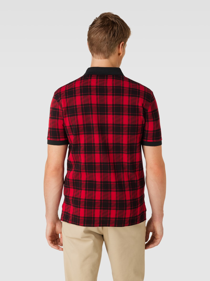 Poloshirt mit Tartan-Muster und 2-Knopfleiste in rot
