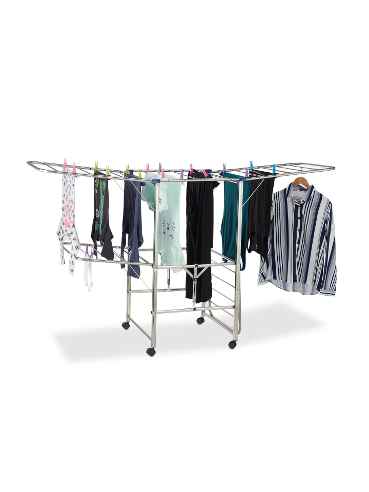 relaxdays Wäscheständer in Silber - (B)185,5 x (H)111 x (T)53 cm günstig kaufen onesize