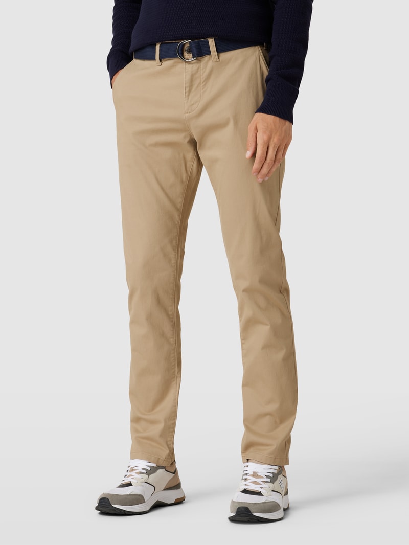 Stoffhose mit französischen Eingrifftaschen in beige