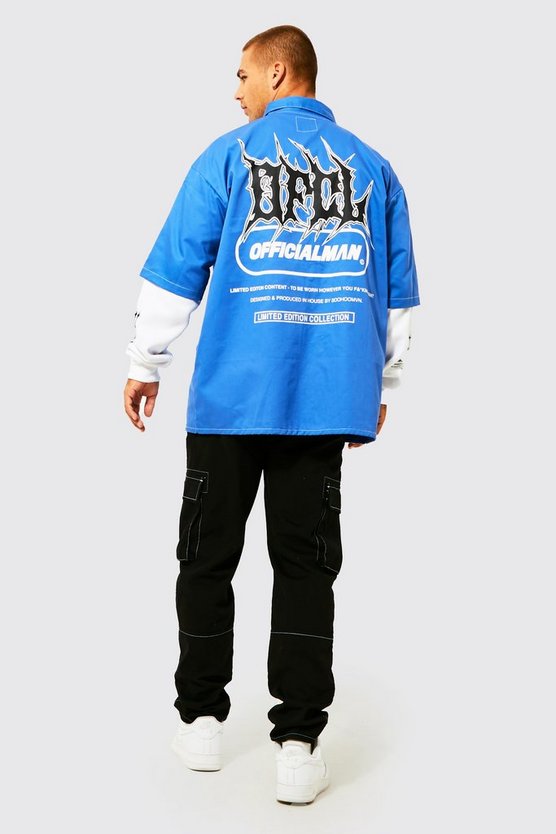 Overshirt mit Ärmel-Detail und Print