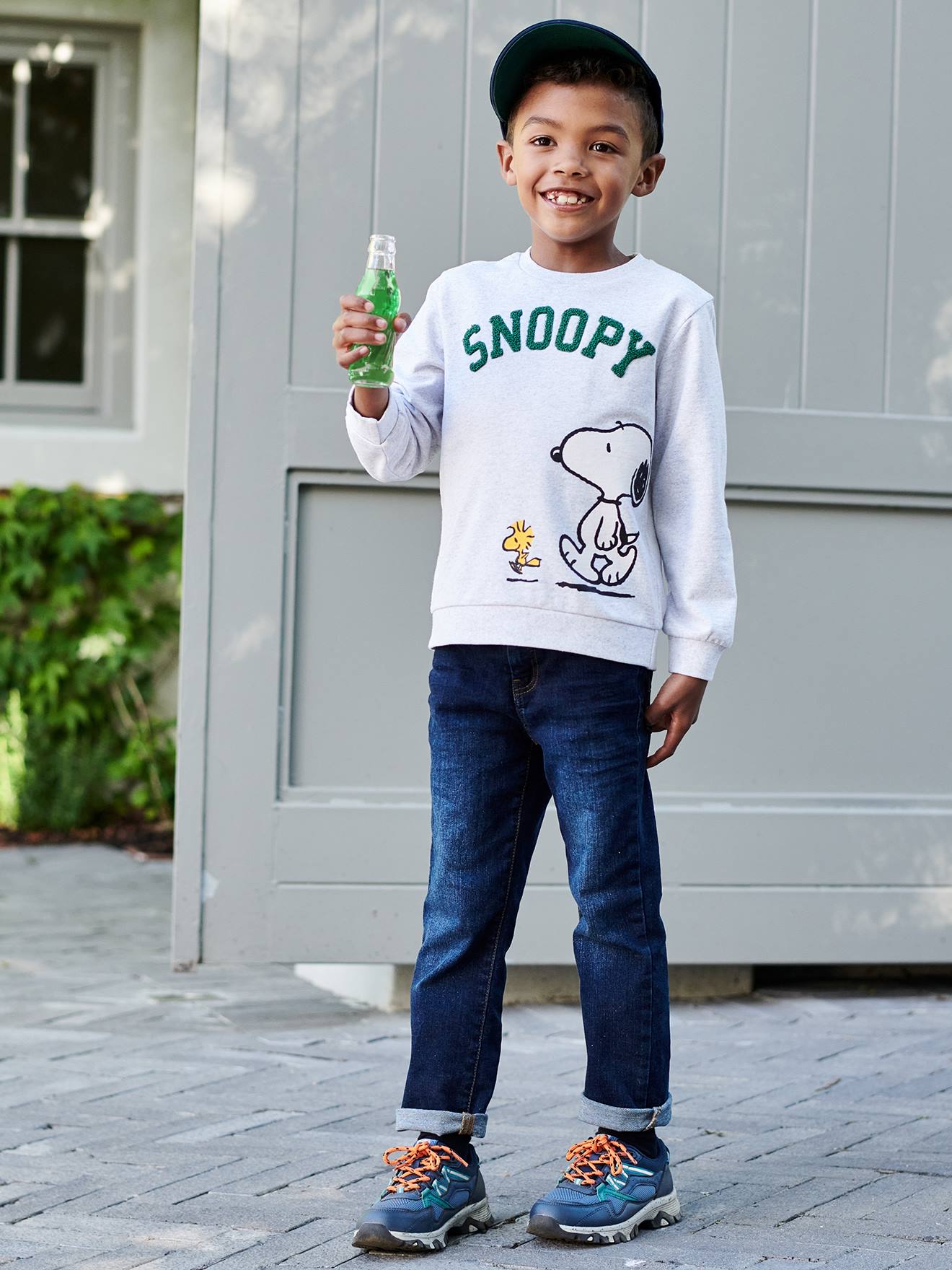 Sweat garçon Snoopy Peanuts® gris clair chine