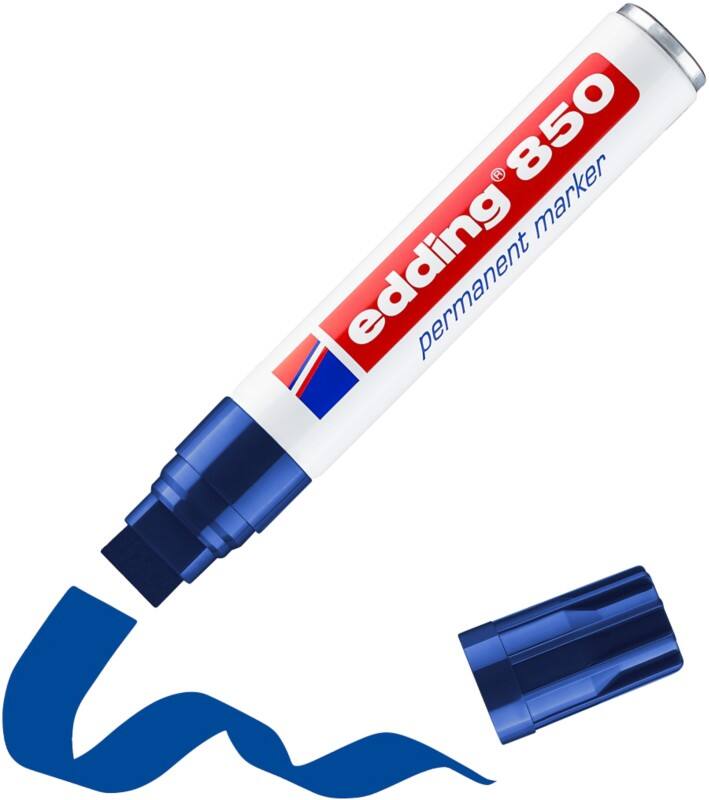 edding 850 Permanentmarker Extra Breit Keilspitze 5 - 15  mm Blau Nachfüllbar Wasserbeständig